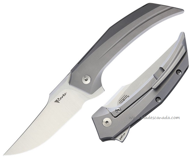 Reate Star Boy Flipper Framelock Knife, RWL-34 Satin, Titanium Bead Blast